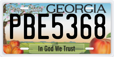 GA license plate PBE5368