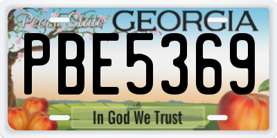 GA license plate PBE5369