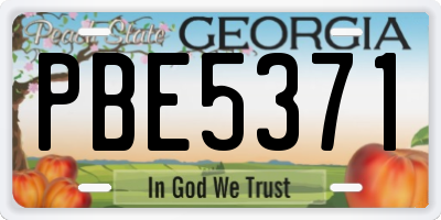 GA license plate PBE5371