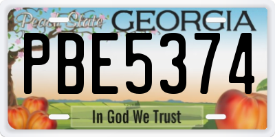 GA license plate PBE5374