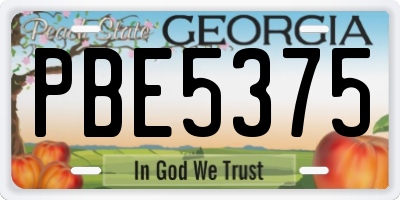 GA license plate PBE5375