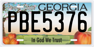 GA license plate PBE5376