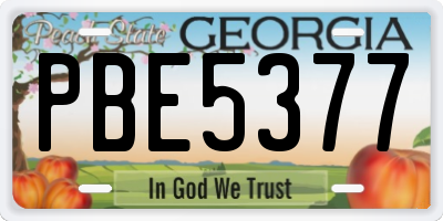 GA license plate PBE5377