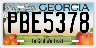 GA license plate PBE5378
