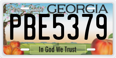 GA license plate PBE5379