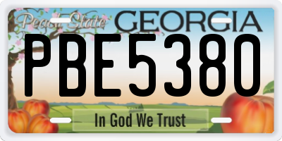 GA license plate PBE5380