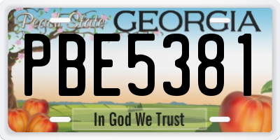 GA license plate PBE5381