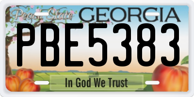 GA license plate PBE5383