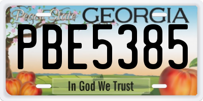 GA license plate PBE5385