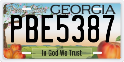 GA license plate PBE5387