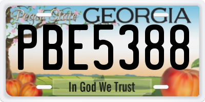 GA license plate PBE5388