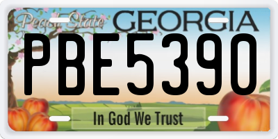 GA license plate PBE5390