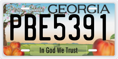 GA license plate PBE5391
