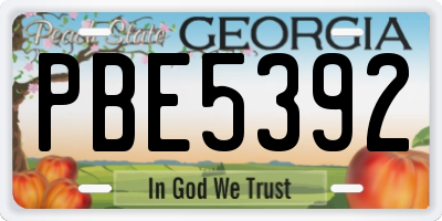 GA license plate PBE5392