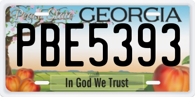 GA license plate PBE5393