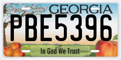GA license plate PBE5396