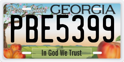 GA license plate PBE5399