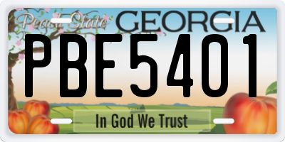 GA license plate PBE5401