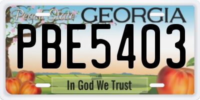 GA license plate PBE5403