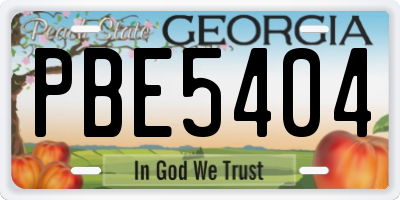 GA license plate PBE5404