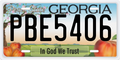GA license plate PBE5406
