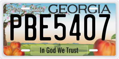 GA license plate PBE5407