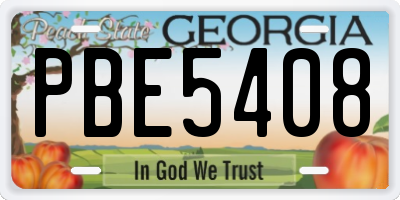 GA license plate PBE5408