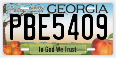 GA license plate PBE5409