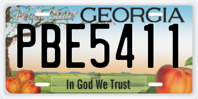 GA license plate PBE5411