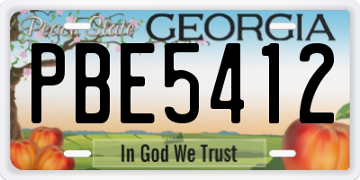 GA license plate PBE5412