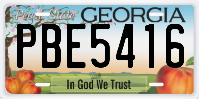 GA license plate PBE5416