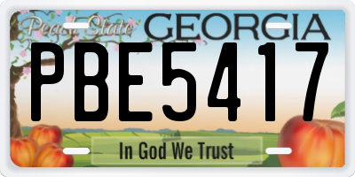 GA license plate PBE5417