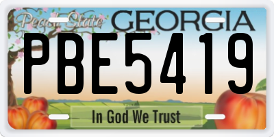 GA license plate PBE5419
