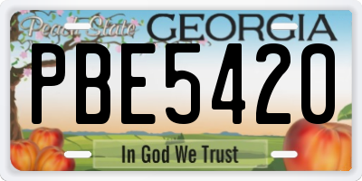 GA license plate PBE5420