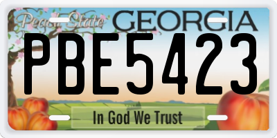 GA license plate PBE5423