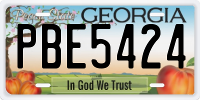 GA license plate PBE5424