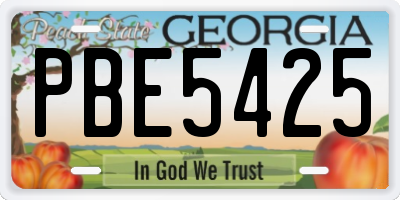 GA license plate PBE5425