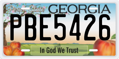 GA license plate PBE5426