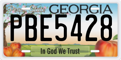 GA license plate PBE5428