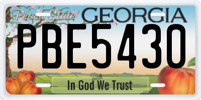 GA license plate PBE5430