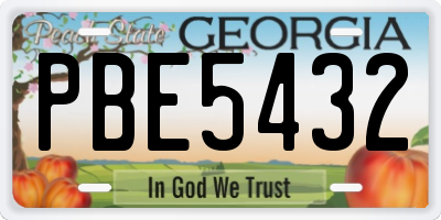 GA license plate PBE5432