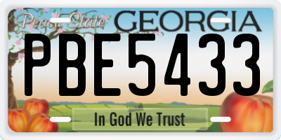 GA license plate PBE5433