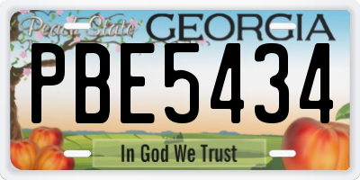 GA license plate PBE5434