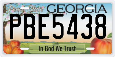 GA license plate PBE5438