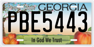 GA license plate PBE5443