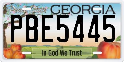 GA license plate PBE5445