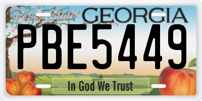 GA license plate PBE5449