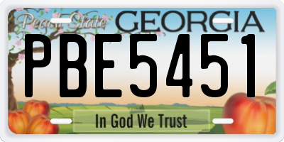 GA license plate PBE5451