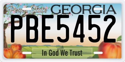GA license plate PBE5452