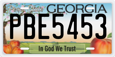 GA license plate PBE5453